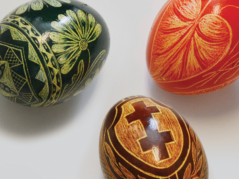 colorful Ukrainian folk art eggs