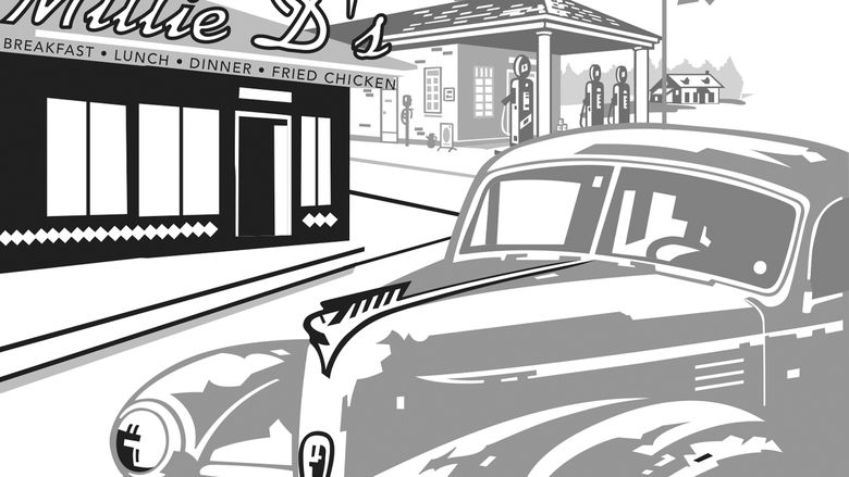 illustration of diner and car