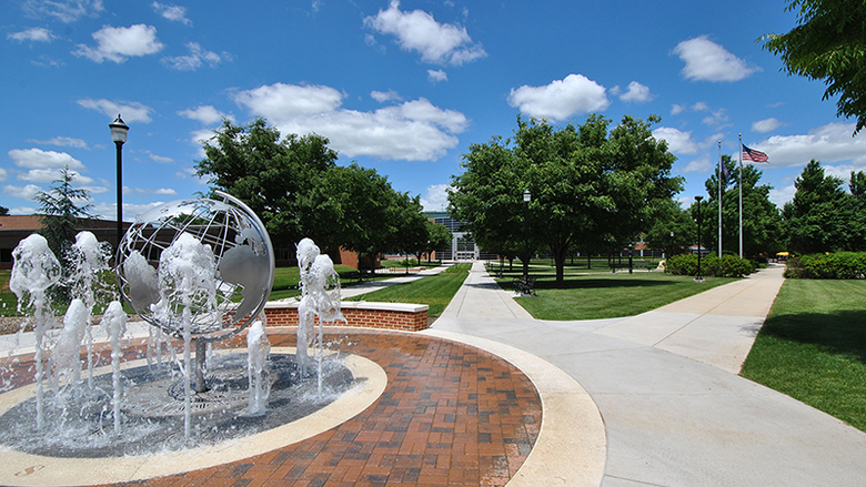 fountain and quad area on Penn State Harrisburg campus