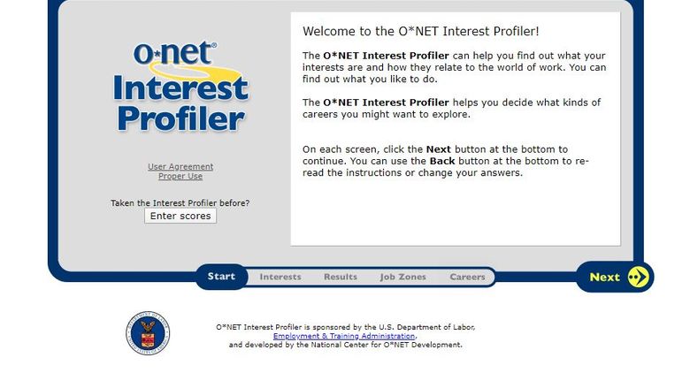 Interest Profiler - Screen shot