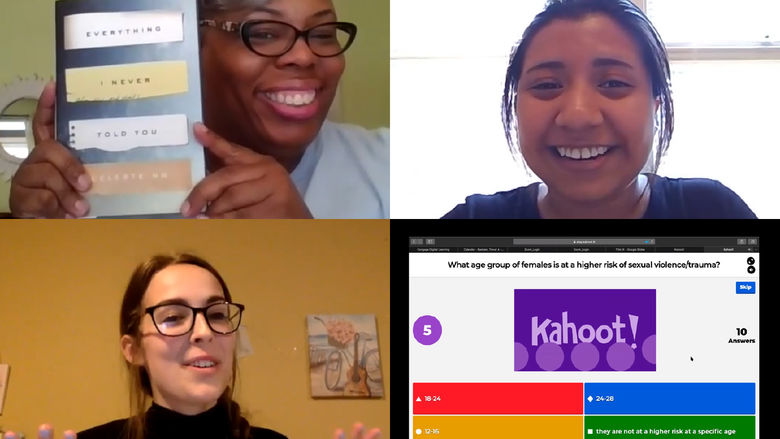 four split screen with four women and the Kahoots graphic