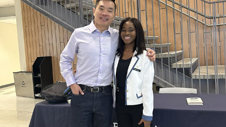 Mary Odei poses with author Jia Jiang