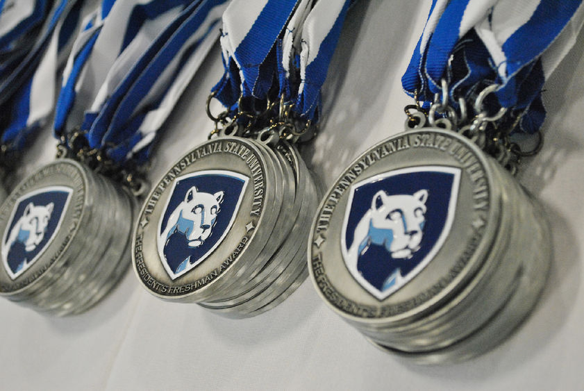 medals with Nittany Lion shield