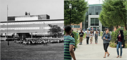 old and current pictures of the Olmsted Building