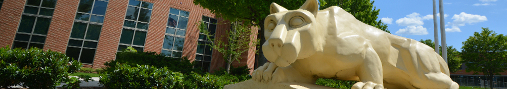 Nittany Lion shrine in front of library