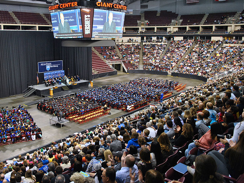 the commencement ceremonies at the Giant Center