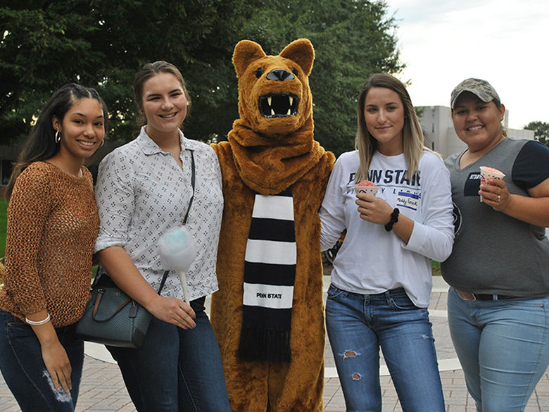 Nittany lion with group