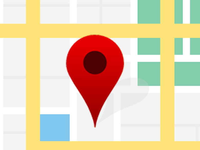 pin icon on a non-labelled street map