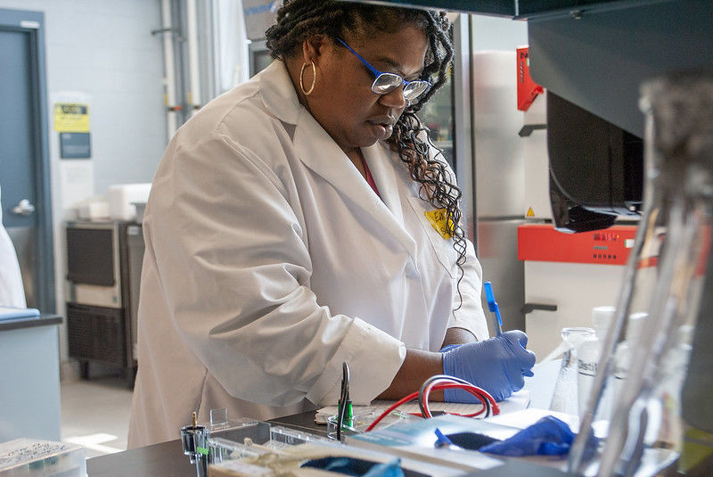 Era Smith works in the plant biology lab