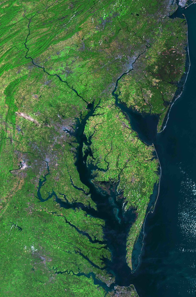 Satellite image of Chesapeake watershed