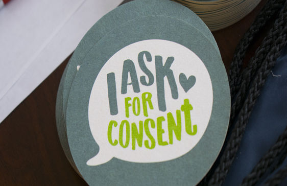 coasters reading I ask for consent