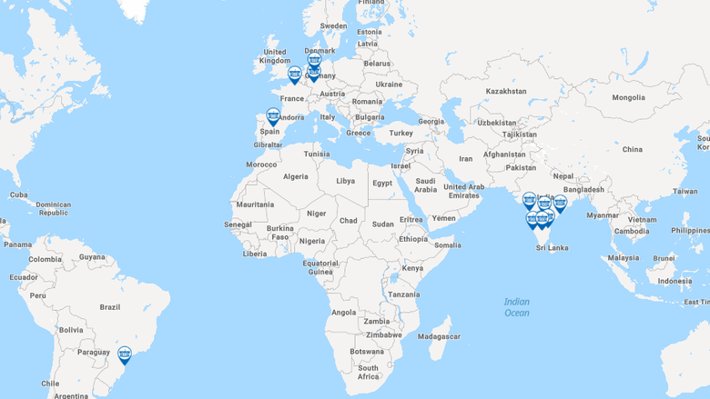 world map showing partners of Penn State Harrisburg