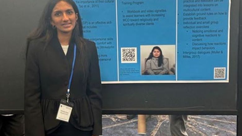 Meenakshi Pande with her presentation poster