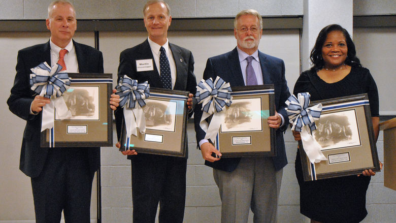 Alumni Achievement honorees from left to right: Carlton (Andy) Klinger, Martin Ciccocioppo, Daniel Fichtner, Ophelia Chambliss 