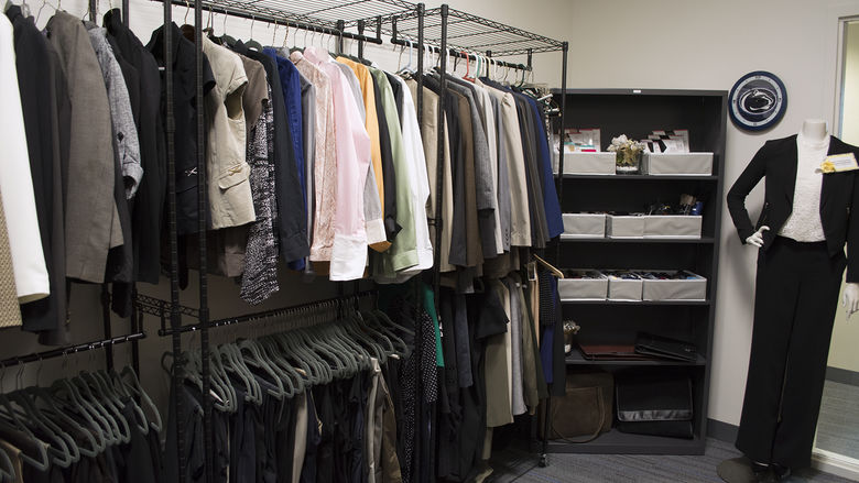 clothing racks in Career Closet