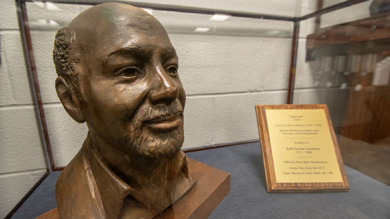 A bust of Oliver LaGrone