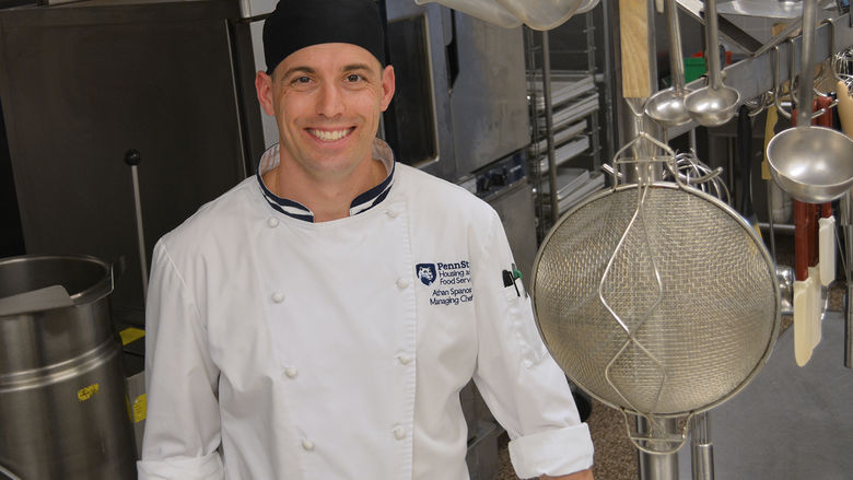 Chef Athan Spanos in the Penn State Harrisburg kitchen