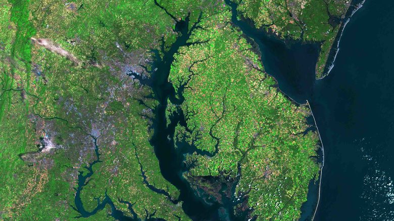 Satellite image of Chesapeake watershed