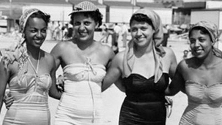 Women posing on Chicken Bone Beach