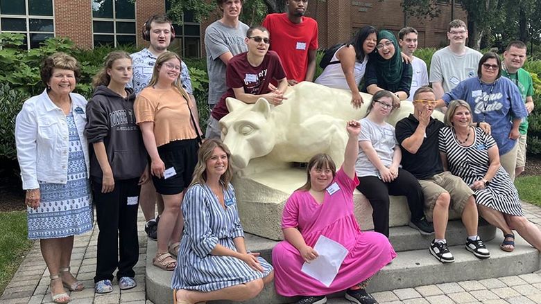 Group Photo by the Nittany Lion