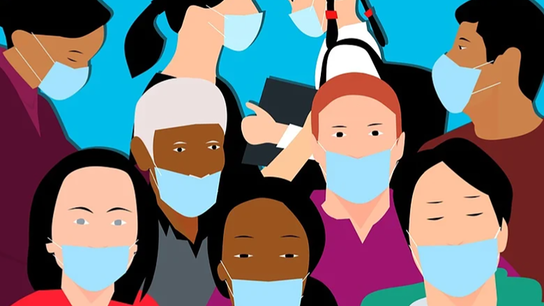 illustration of people wearing surgical masks