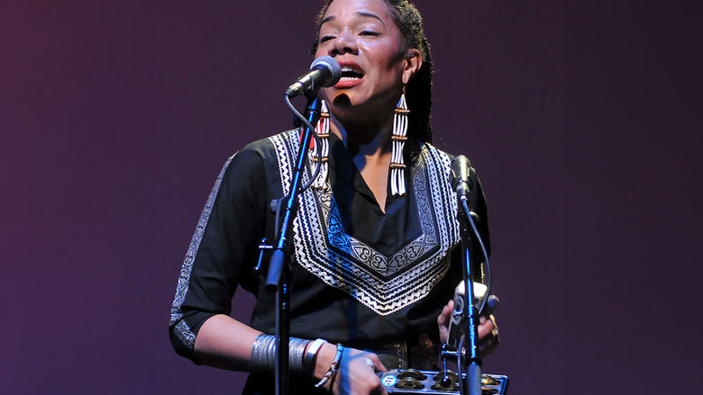Martha Redbone singing on stage