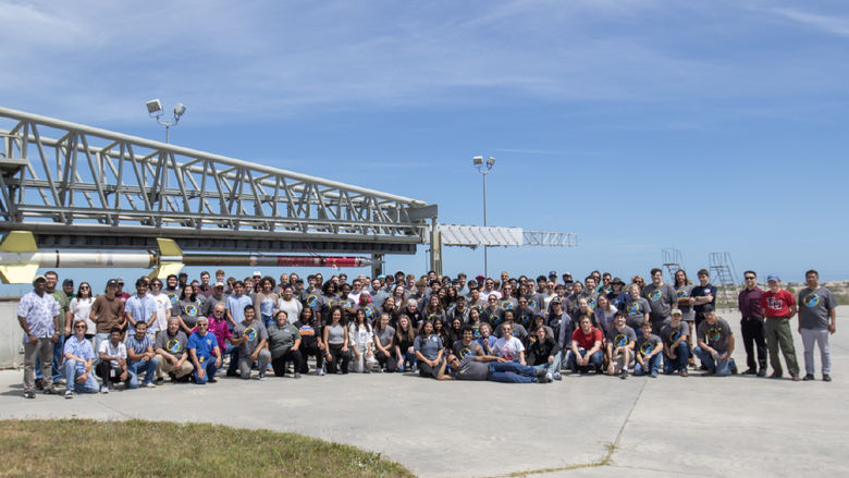 Large group photo of NASA Rock On participants 