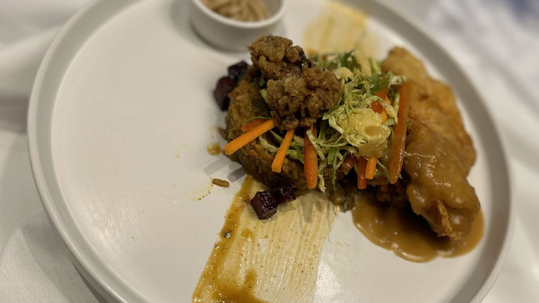 Photo of chef Emily Getz's winning dish at a culinary competition