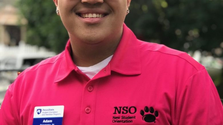 Adam Romero appears in his pink orientation uniform. 