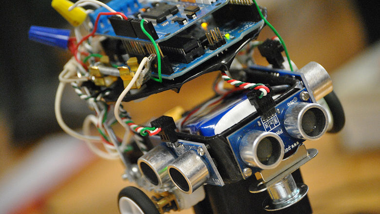 A robotic &quot;micromouse&quot; built by Penn State Harrisburg students.