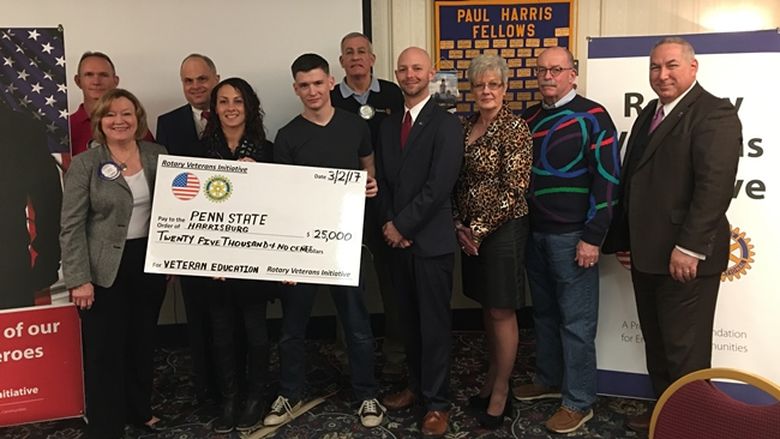 Rotary Veterans Initiative check donation to Penn State Harrisburg