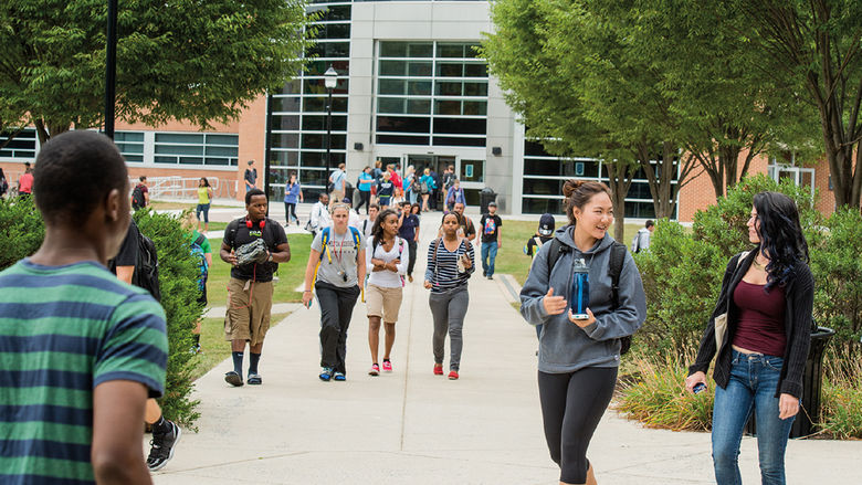 students walking across Penn State Harrisburg campus