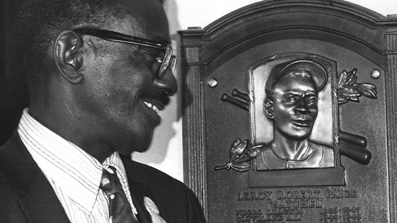 Satchel Paige at his 1971 induction into the National Baseball Hall of Fame (Courtesy of National Baseball Hall of Fame Library)