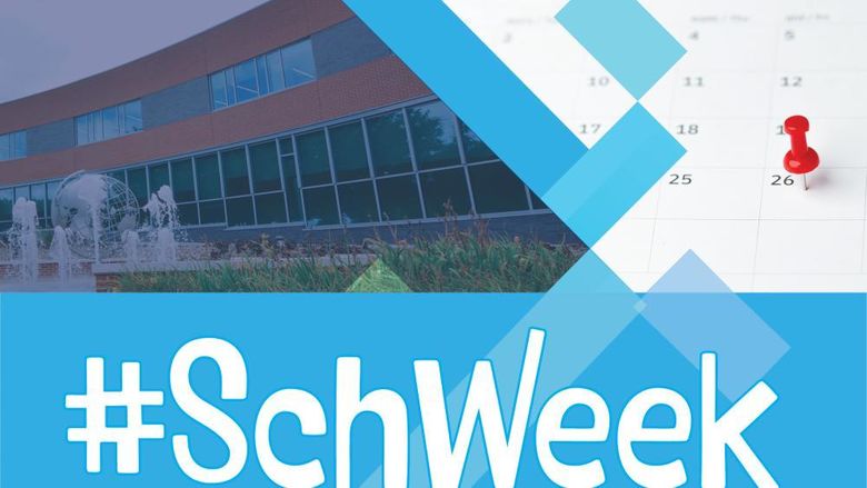 Graphic showing the Student Enrichment Center, a calendar image, and the word #Schweek