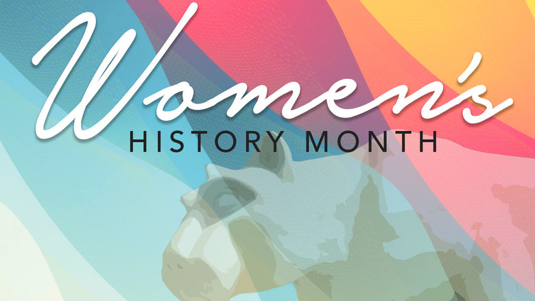graphic of Nittany lion with the words "Women's History Month"
