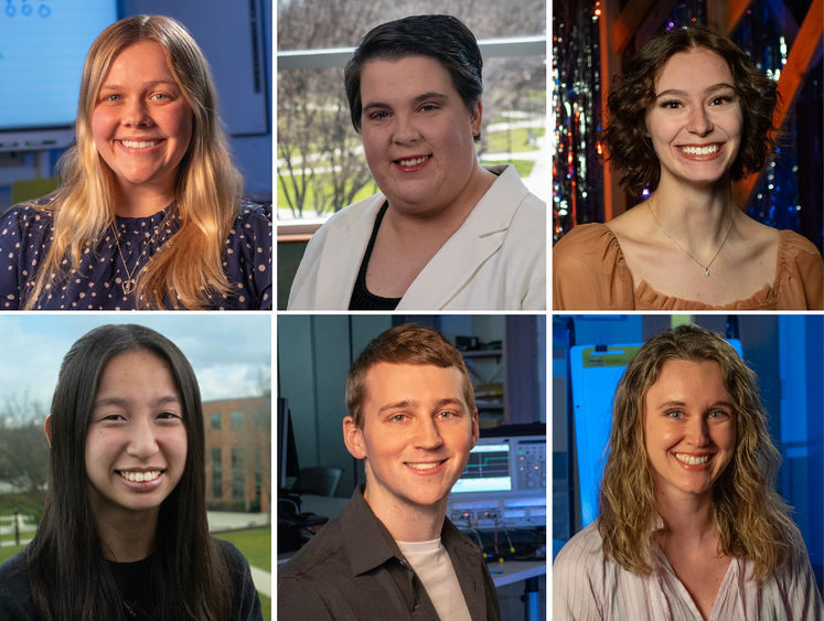 Collage of six headshot photos of student marshals