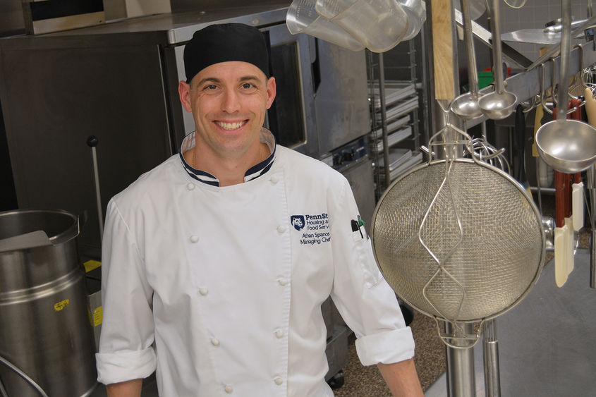 Chef Athan Spanos in the Penn State Harrisburg kitchen