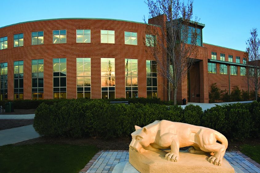 Penn State Harrisburg Madlyn L. Haynes library and Lion Shrine