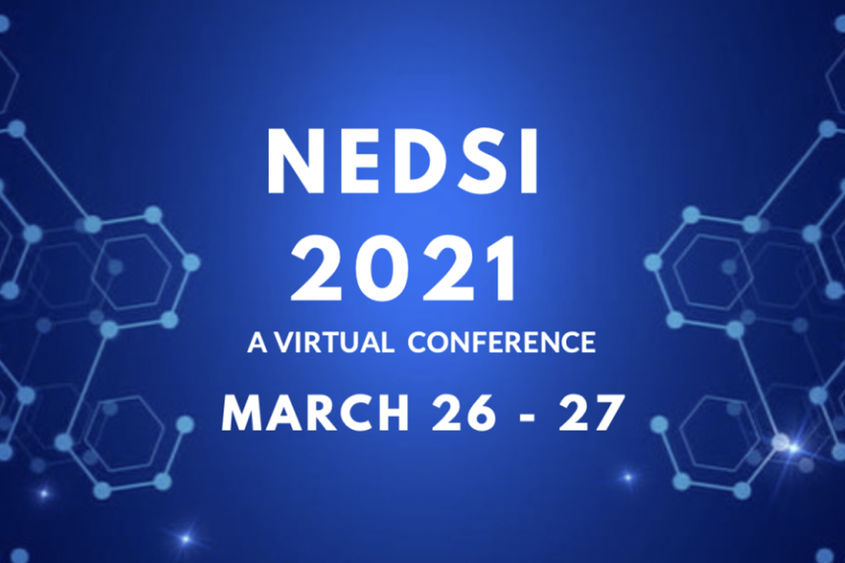 text "NEDSI 20201 A Virtual Conference March 26 to 27" on blue background