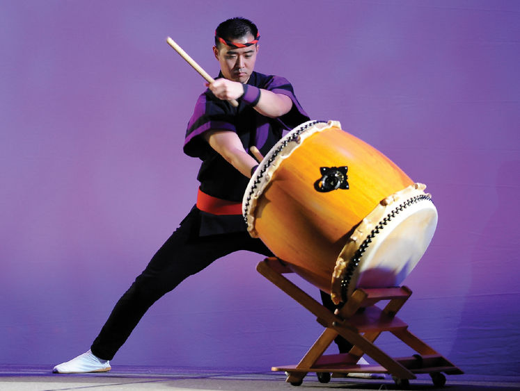 Man playing Japanese Taiko