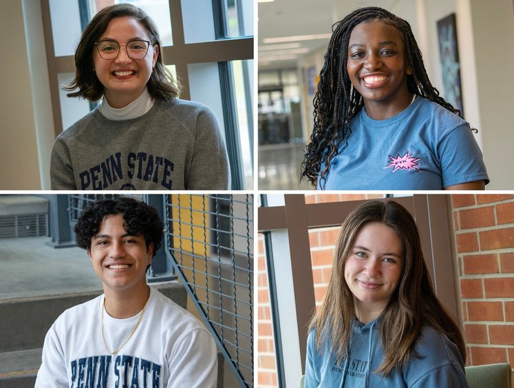 Collage of headshot photos of four Harrisburg THON dancers