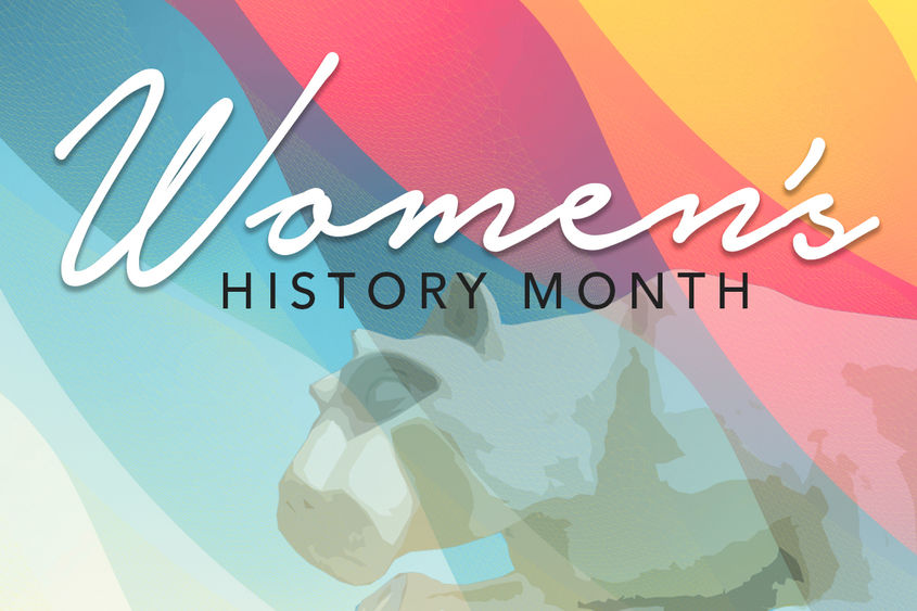 graphic of Nittany lion with the words "Women's History Month"