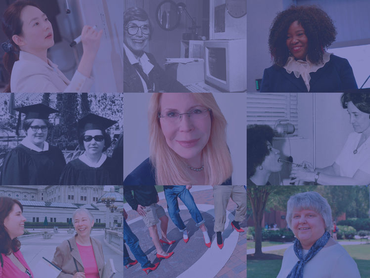 collage of nine photos of women's history events at Penn State Harrisburg