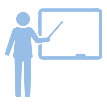 a teacher with a black board