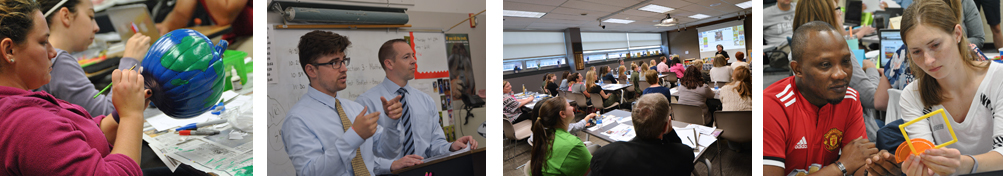 Various scenes from teacher education classrooms at Penn State Harrisburg